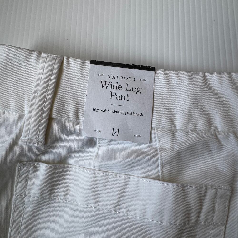 Talbots Wide Leg Pant White NWT Sz 14 Cotton Modal Trouser Chino Summer Resort - Picture 4 of 15